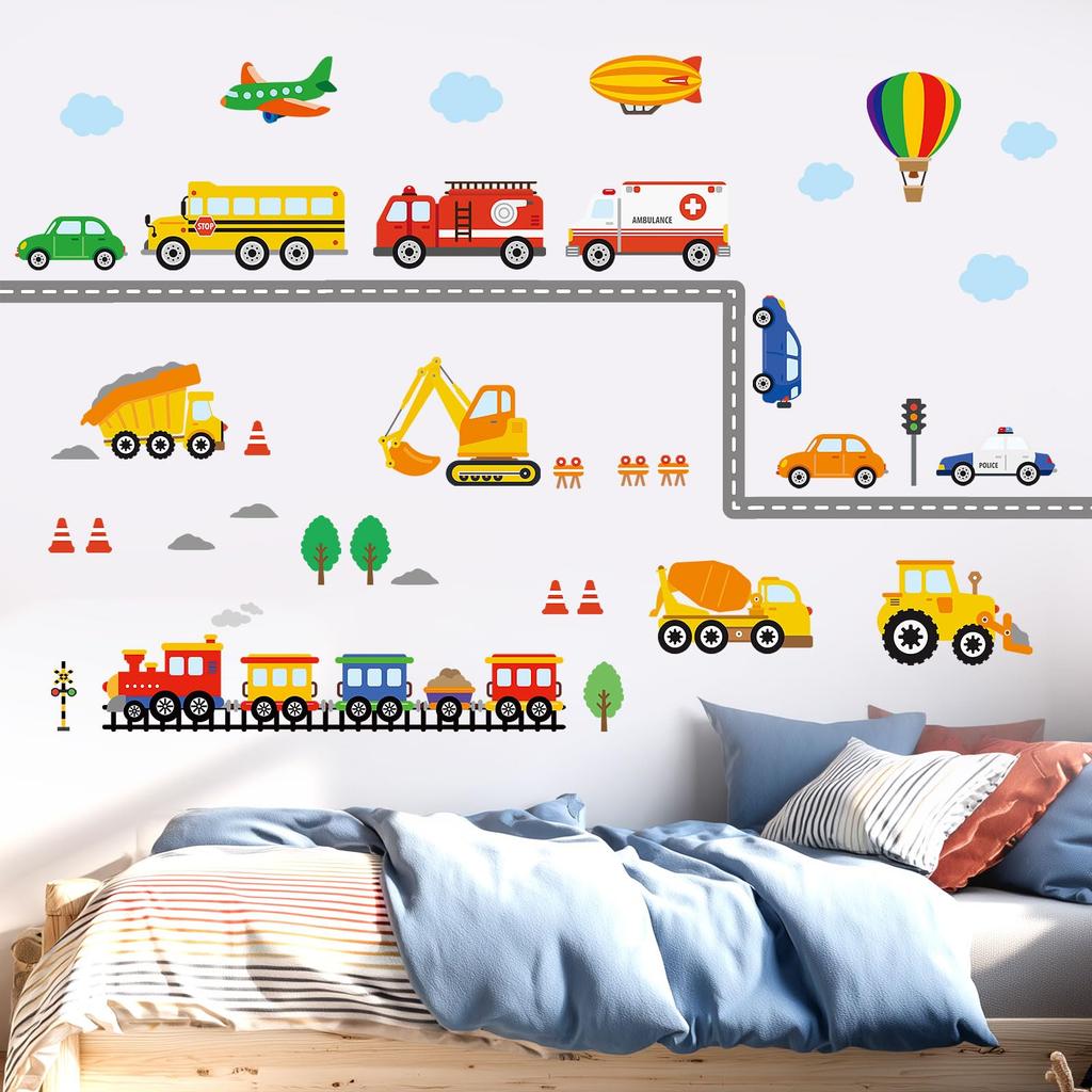 DECOWALL Transport Wall Stickers for DIY Wall Transfer Wall Art Stickers for Decorative Living Kitchens DS-8047 Kindergarten, Nursery, Kids' Rooms, -