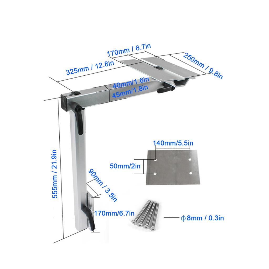 Removable Laptop Table Leg Bracket 360 Degrees Rotatable Adjustable for RV Caravan Motorhome