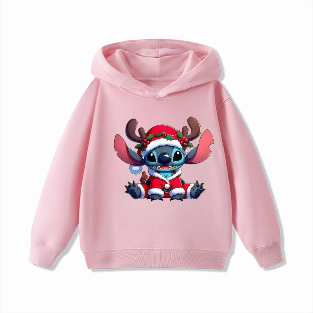 Disney Christmas Clothes Stitch Children's Hoodies Boys' and Girls' Clothing Autumn and Winter Warm Childrens Hooded Sweatshirts