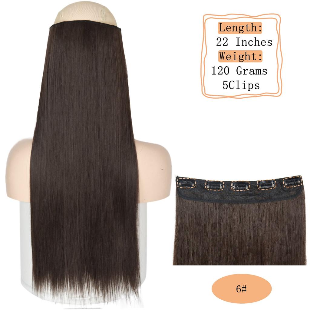 MERISIHAIR Langt rett syntetisk hårforlengelse 5 klips inn høytemperatur 22 tommer 120 g fiberhår for kvinner