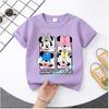 New Mickey Minnie childrens pure cotton shortsleeved boys sports shirt girls casual top with cartoon print summer Tshirt