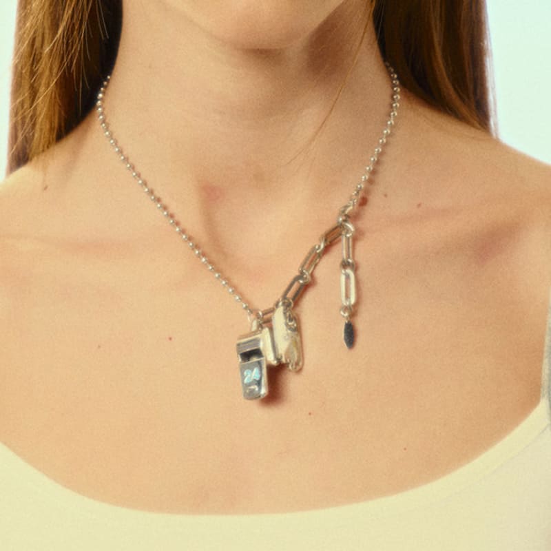 SENTIMENTS no.553 [SILVER BLUE] 24 COLOR WHISTLE NECKLACE