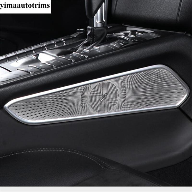 Central Control Gearbox Gear Shift Speaker Sound Panel Sequin Cover Trim For Porsche Macan 2014- Stainless Steel Accessories