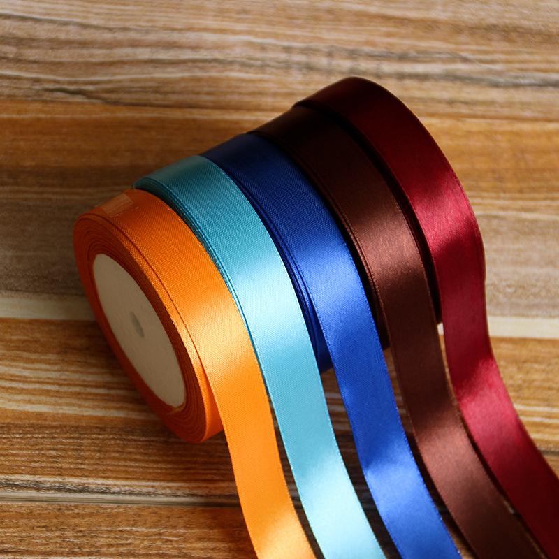 2cmx22m Length Solid Color Satin Ribbon Belt Bowknot Cake Box Wedding Birthday Christmas Party DIY Gift Decoration