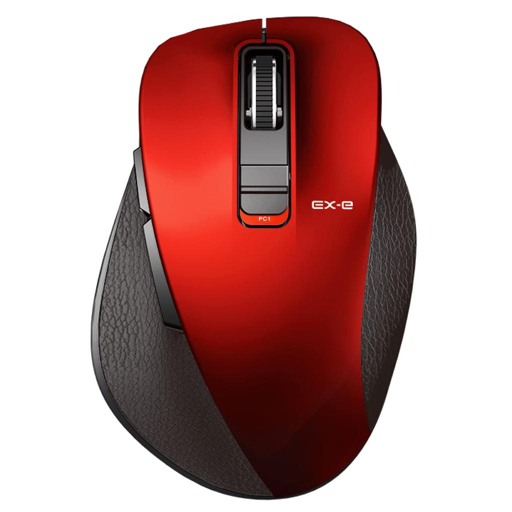 ELECOM Wireless Mouse Bluetooth EX-G, Ultra-Smooth Grip, Quiet Design, 5 Buttons, Multi-Pairing, Medium Size, Red, M-XGM15BBSRD