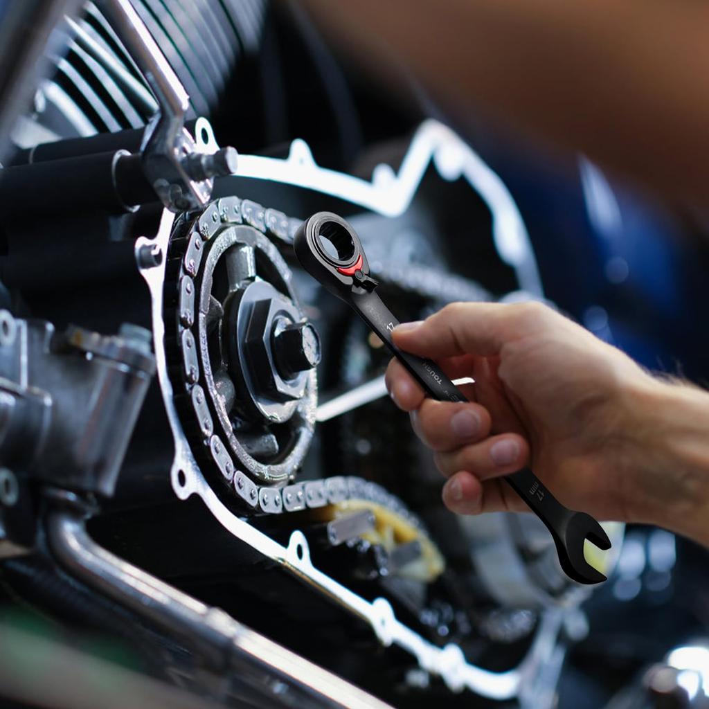 Ratsche für Heimwerker Praktisches umkehrbares Schraubenschlüssel-Set Robuste schwarze Stahl-Oberfläche mit Wachs Perfektes Tagesgeschenk 72-Zahn Mechaniker, Aufbewahrung