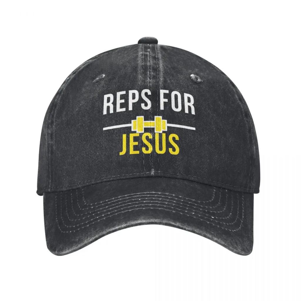 Reps For Jesus Baseball Caps Casual Distressed Washed Bodybuilding Ripped Muscle Sun Cap Unisex Style Outdoor Summer Hats Cap