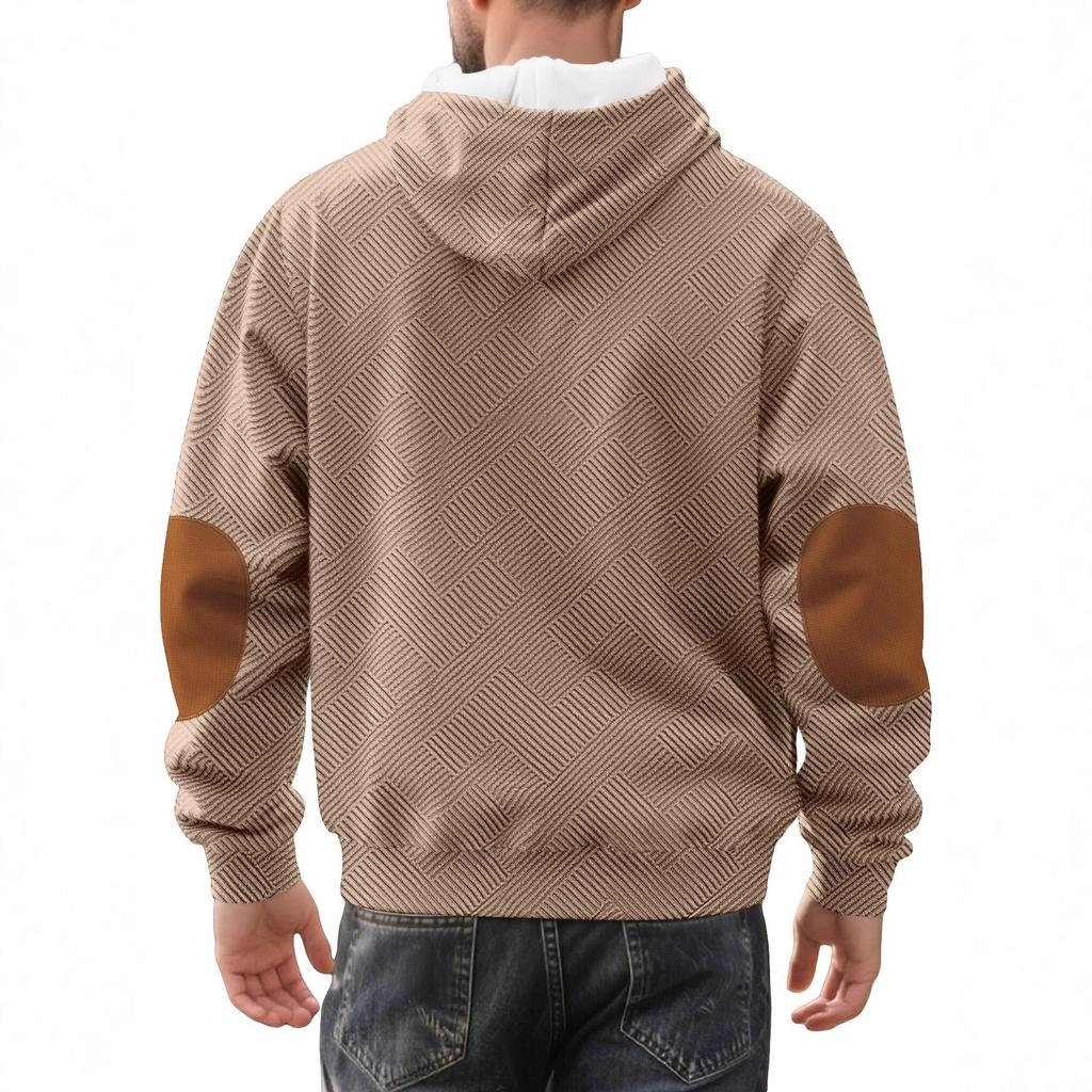 Men's Trendy Loose Hooded Jacquard Sweatshirt - Casual Long Sleeve Fashion Sportswear