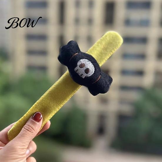 Memory Steel Wrist Rings for Toddlers Halloween Stuffed Slap Bracelet, Plush Pumpkin Ghost Bat Skull Cat Bulk Gifts Classroom Activities Cute