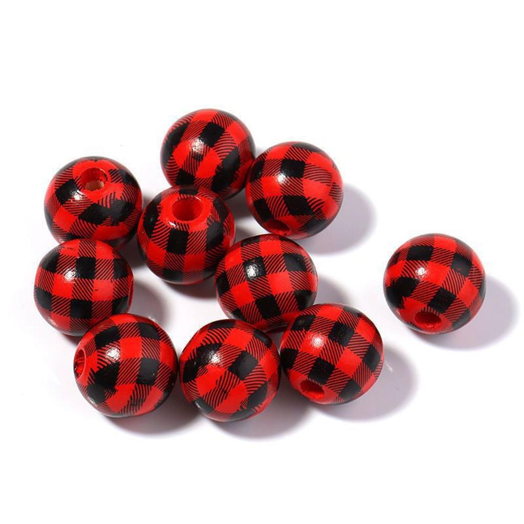 TX16 10Pcs 16mm Retro Wood Exquisite Round Plaid Beads Jewelry DIY Handmade Bracelet Necklace Beads Trend Material Accessories