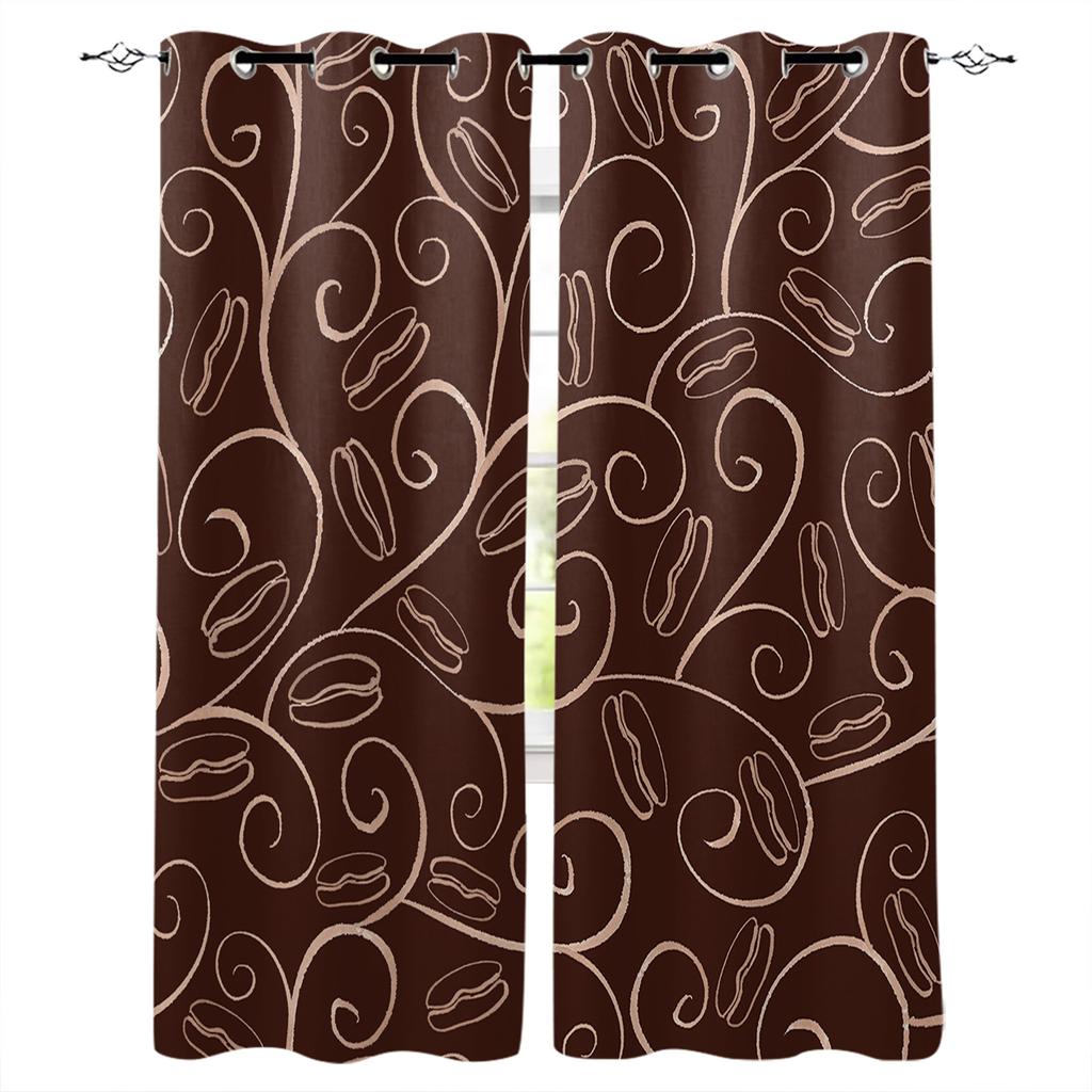 Cafea Text Graffiti Fundal Negru Perdele pentru Fereastră pentru Sufragerie Dormitor Decor Interior Bucătărie pentru Draperii