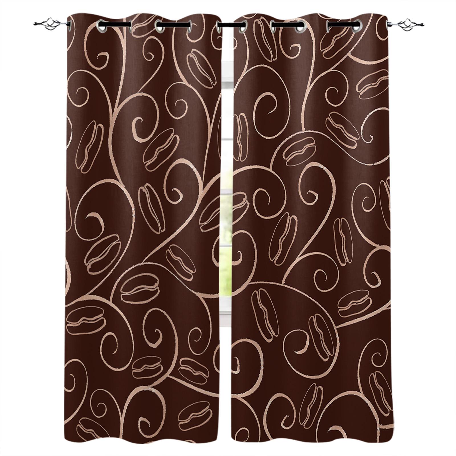 

Кофейный текст граффити черный фон занавеска для окна для гостиной спальни домашний декор кухни для оконных драпировок 135W x 60H(cm)