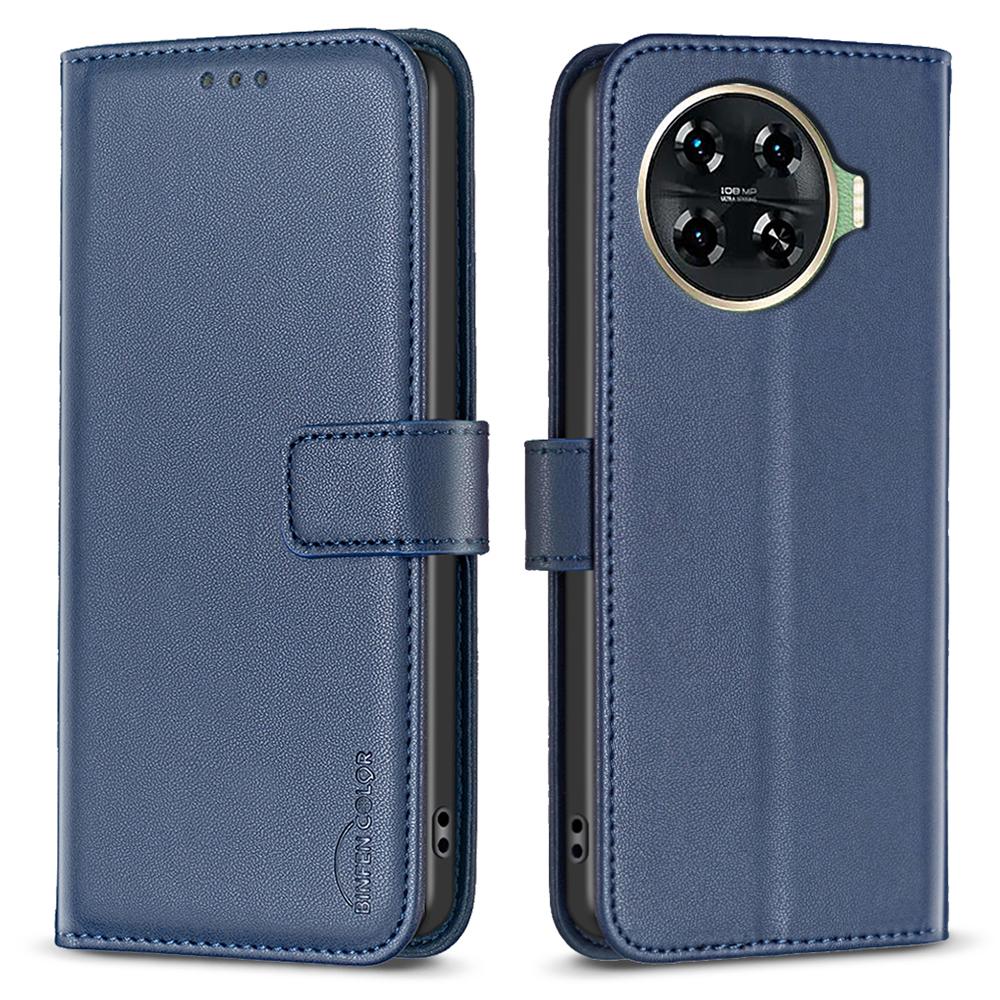 

BINFEN COLOR BF17 For TECNO Spark 20 Pro+ Case PU Leather+TPU Card Slots Phone Shell Blue