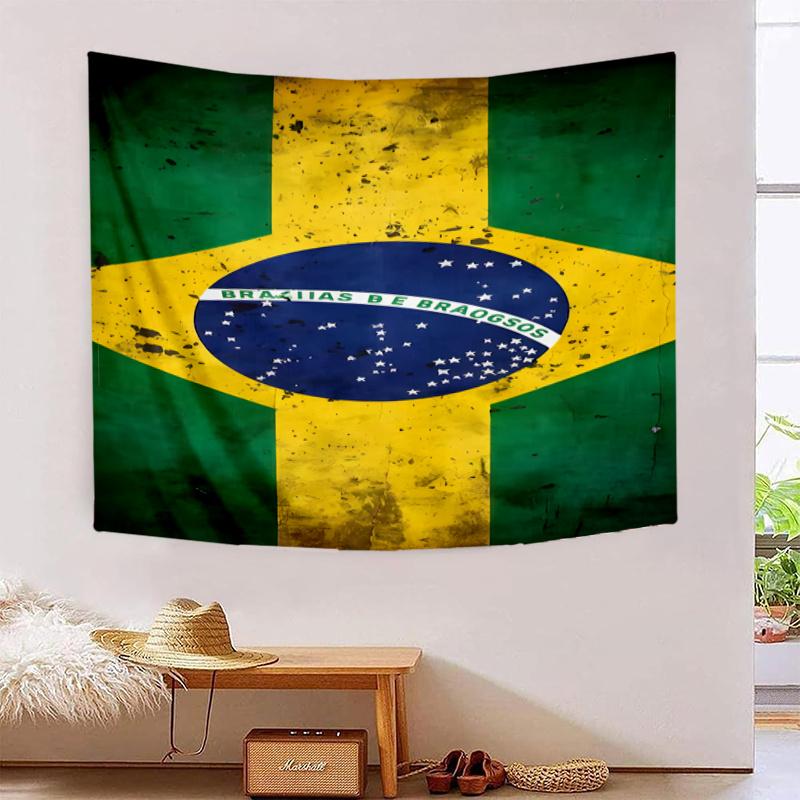 Brazil Artwork Printed Tapestry, Fabric Tapestry Wall Hanging Decoration for Bedroom, Living Room, Dorm Room Home Party Fan Gifts