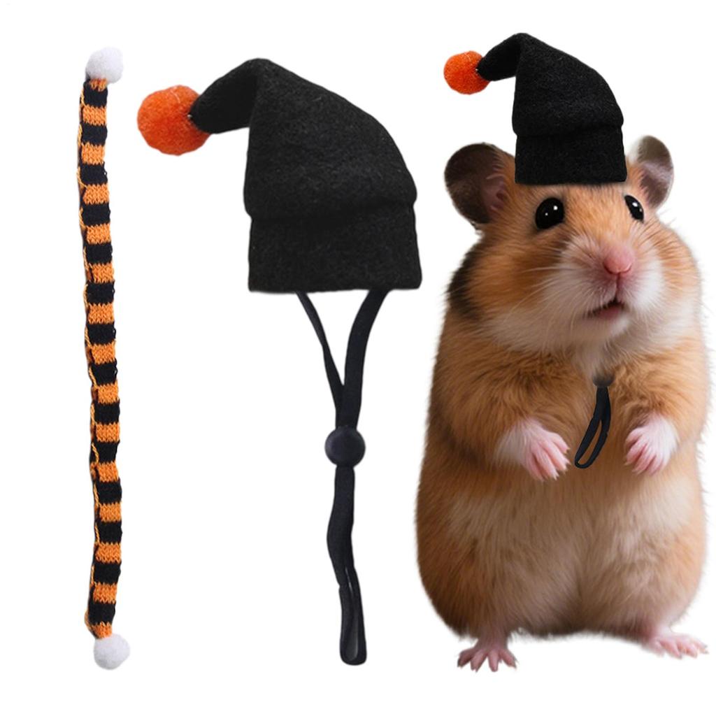 Mini Witch Hat for Hamster Adjustable Pet Headgear Scarf Rat Hats Halloween Cosplay party Clothing guinea pigs assessories