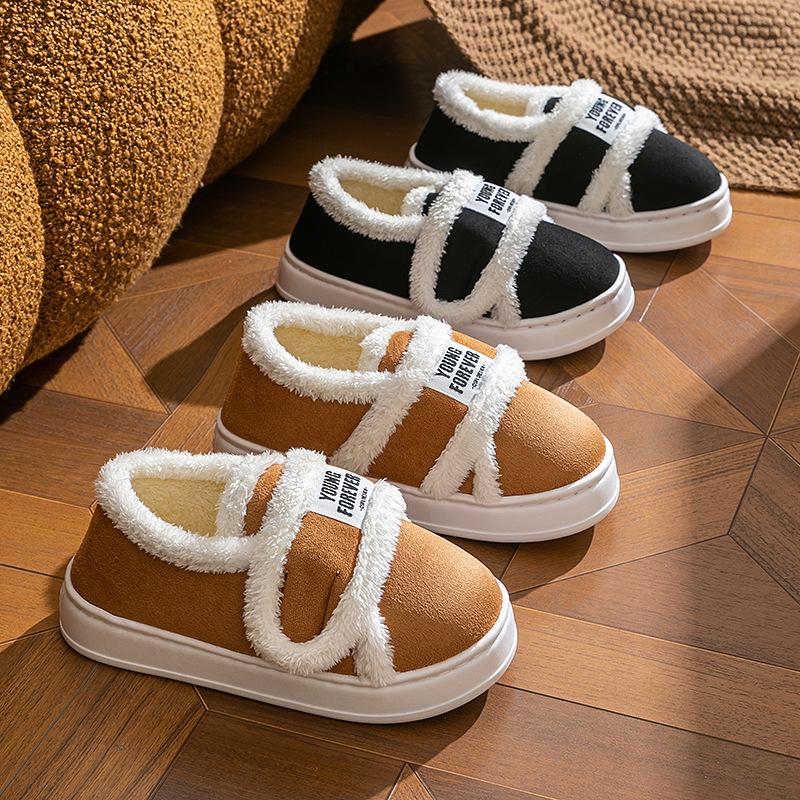 2025 New Cotton Slippers Winter Indoor Home Bag Heel Non-slip Warm Plush Cotton Shoes