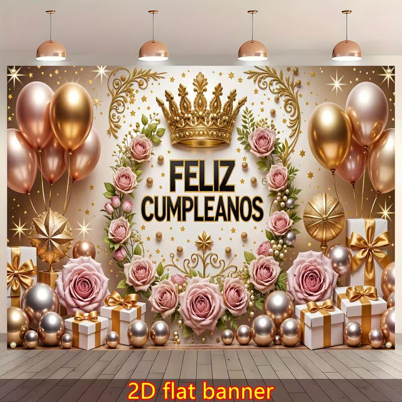 Fond Couronne Or Rose 2D pour Filles, Femmes et Événements Quinceañera