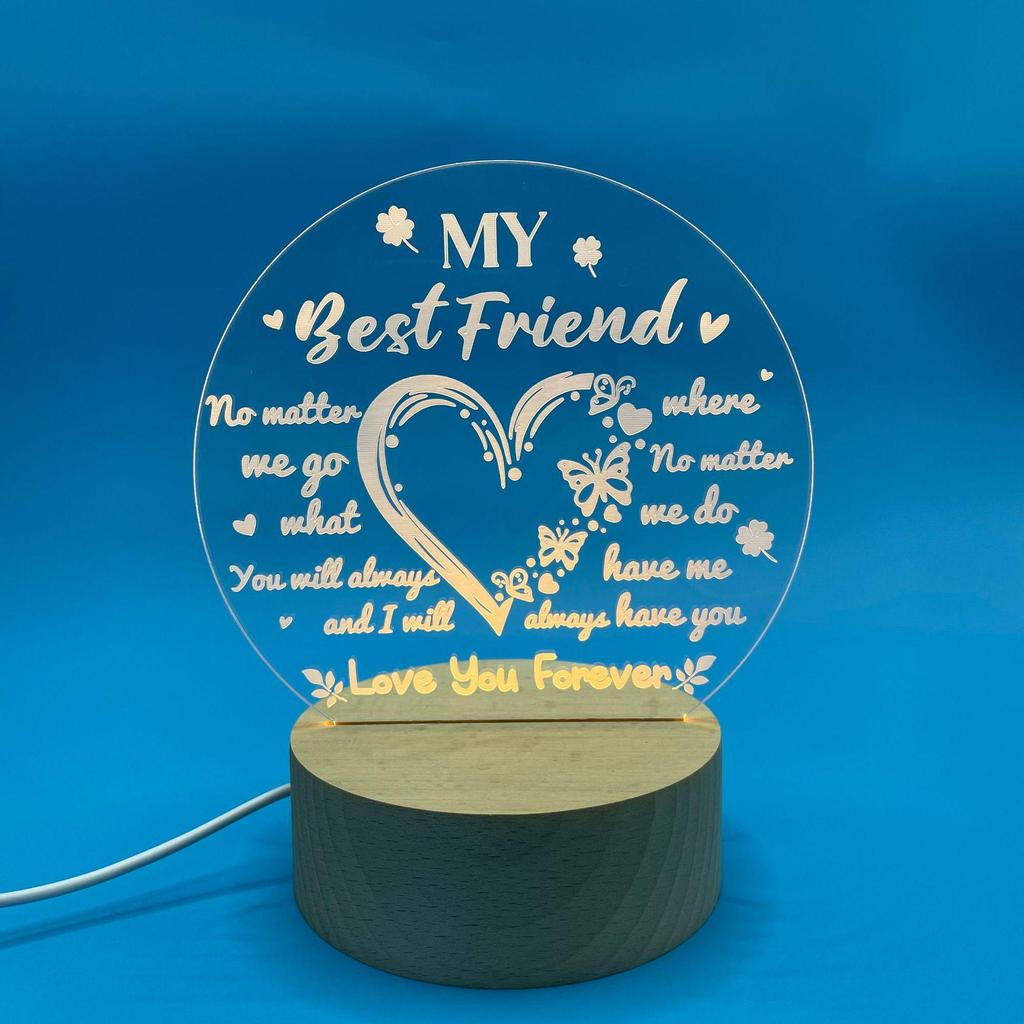 Love-Shaped 3D Acrylic Night Light Puzzle for Holiday Greetings