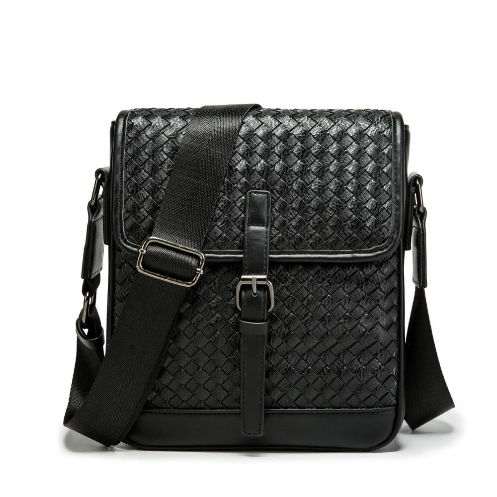 

Новые мужские переплетение кожаные сумки Crossbody Мода Сумки с одним плечом