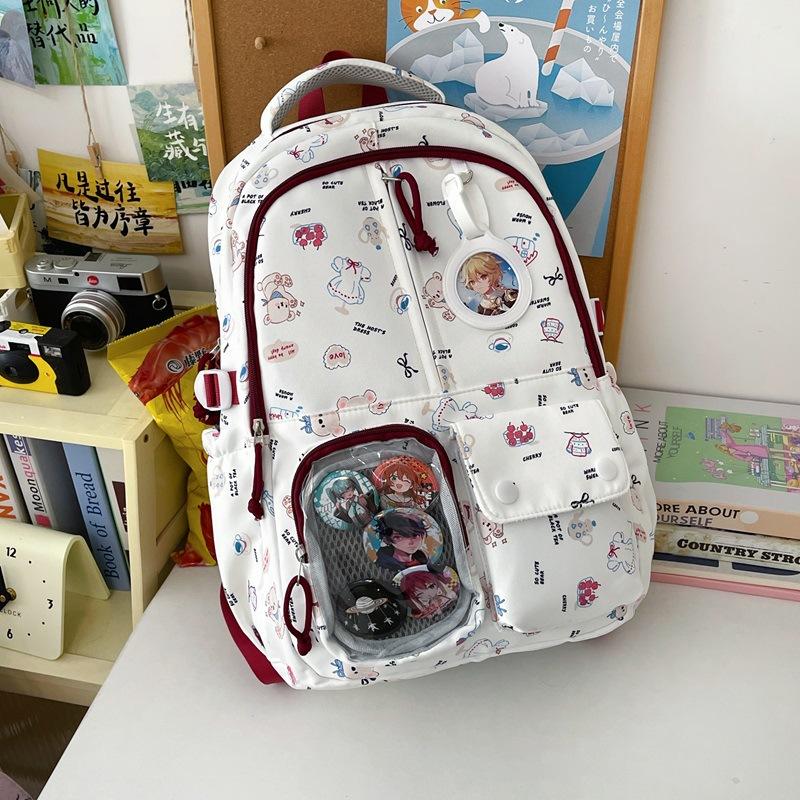 Schoolbag Fashion Cartoon Printed Backpack Female Middle and High School Student School Bag Large Capacity Lightweight Cute Girl Casual Backpack