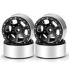 RCMAZO 1.3" Beadlock Wheel - Aluminum Wheel Rim Negative Offset 1.3" Wheel Hub Upgrade Replacement Part for SCX24 TRX4M 124 118 RC Crawler Car (Black)