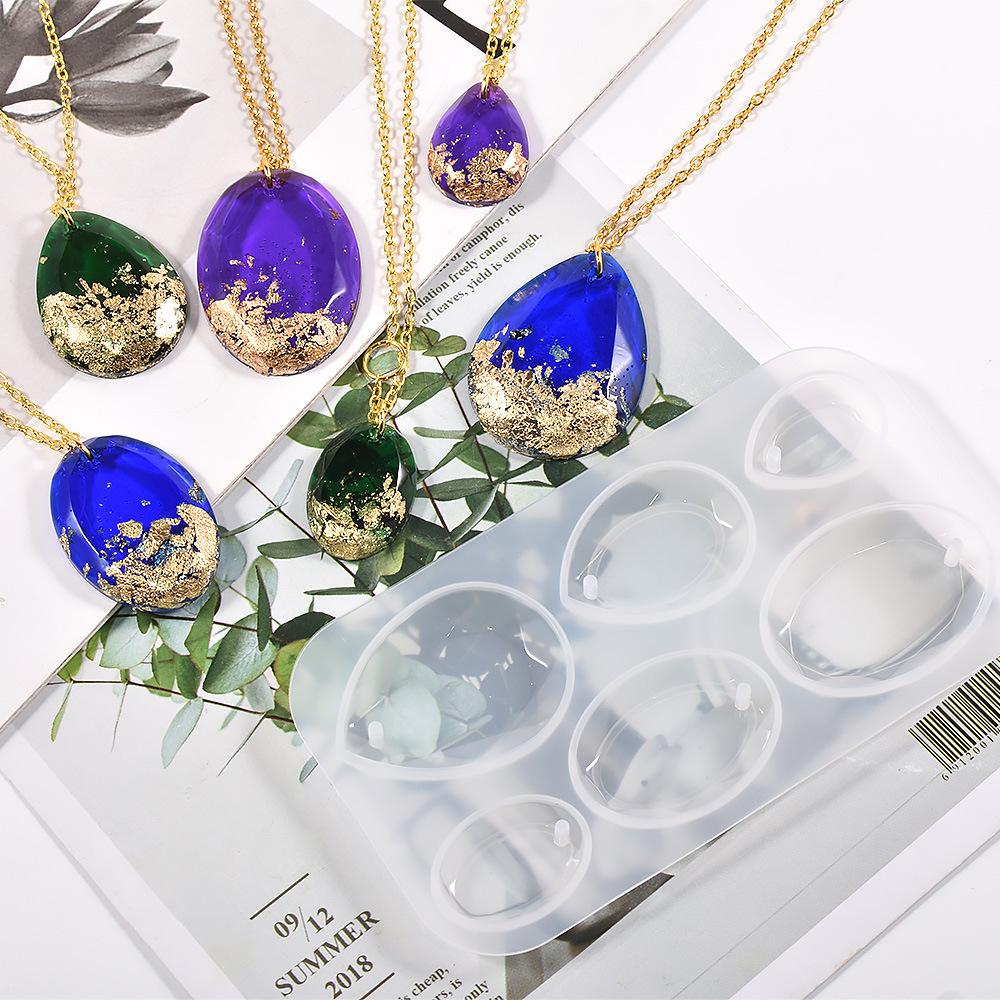 Faceted Oval Gem Shape Silicone Mold Waterdrop Pendants Epoxy Resin Mould for DIY Earring Necklace Keychain Pendant Crafts