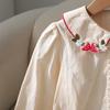 Girls Casual Shirt 100% Cotton Blouse Strawberry Embroidered Collar Long Sleeves Button Front 2-6 Years Kids Fashion Clothing