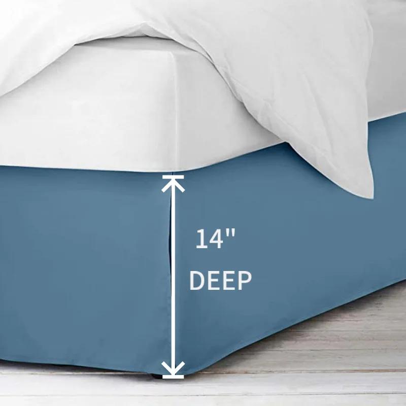 Bedding Queen Bed Skirt Soft Quadruple Pleated Ruffle - Easy Fit with 14 Inch Tailored Drop - Fade and Wrinkle Resistant