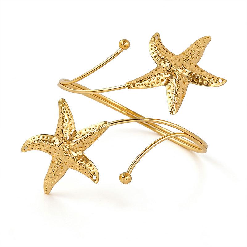 Exaggerated Starfish Open Arm Cuff - Beach Style European & American Fashion