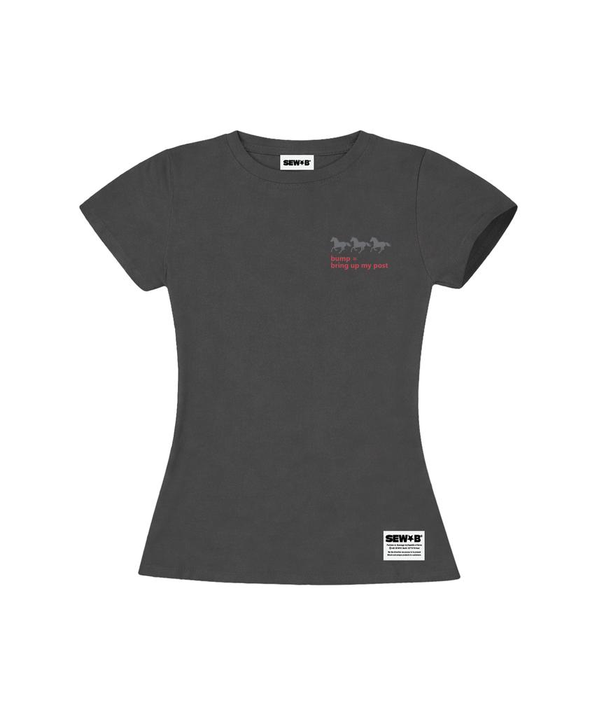 Ssobi Post Semi-Cropped Short Sleeve T-Shirt [Charcoal]