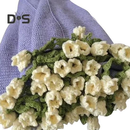 DIY Crochet Flowers Blanket Rose Bouquet Blanket Crocheting Kit Bouquet Throw Blanket Craft Kit for Mother's Day Birthday Gift Home Decor