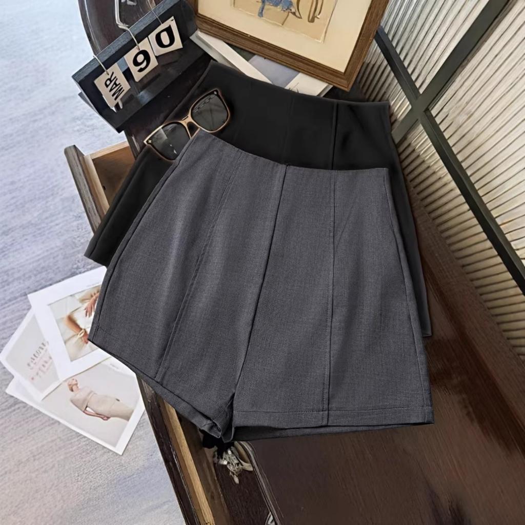 Damen Hohe Taille Einfarbig Vertikale Naht Gerade Shorts Sommer Büro Täglich Pendler Lässige Unterteile