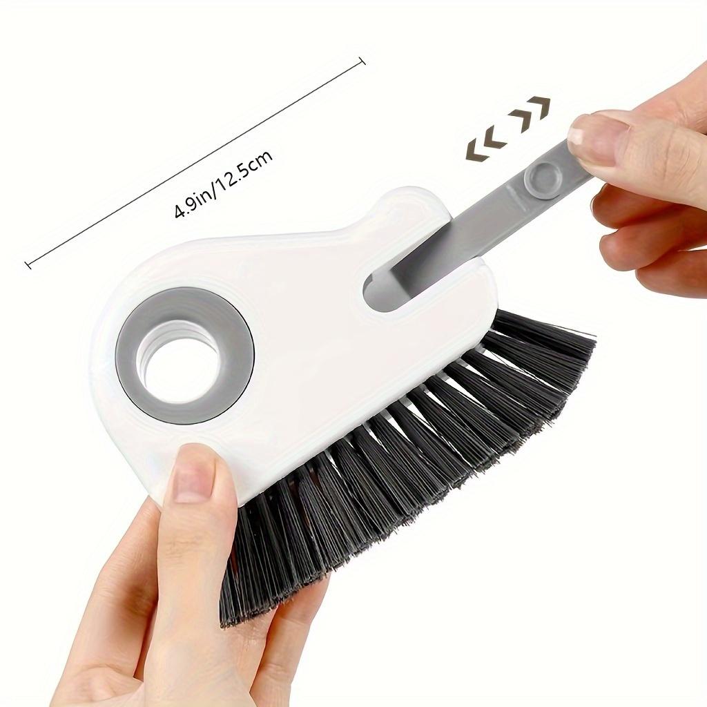 1pc 2-in-1 Window Track & Grout Cleaning Brush - Stiff Bristles, Handheld Cleaner for Sliding Door Tracks, Window Sills, Seals - Durable Plastic
