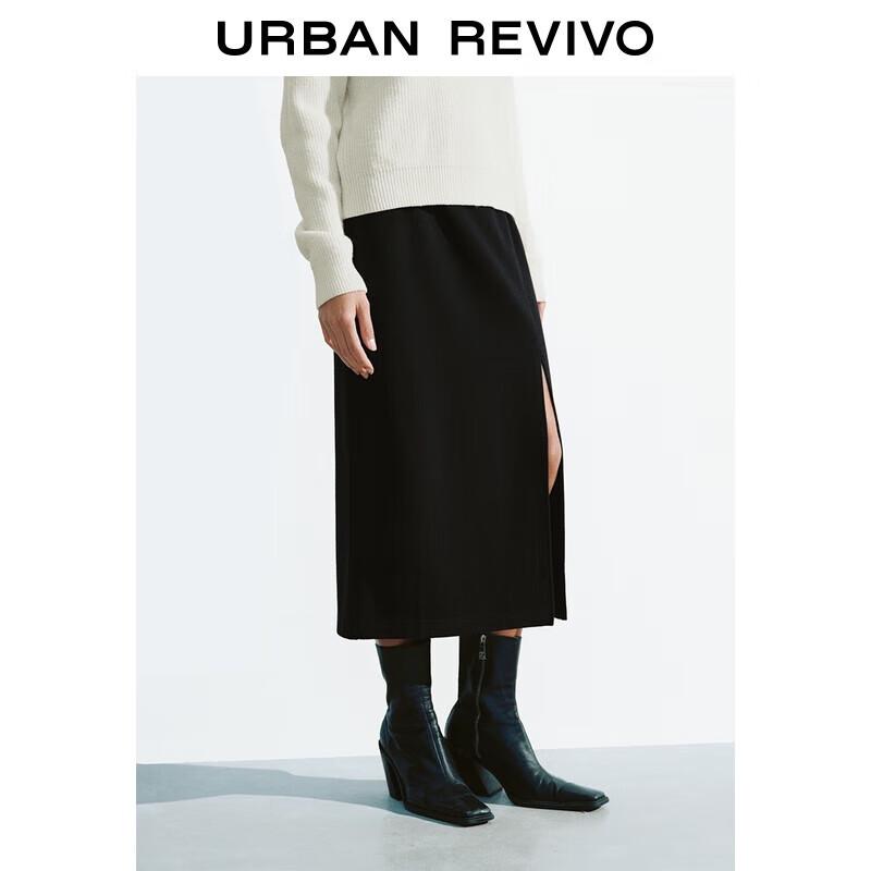 

UR Women s Autumn Elastic Waist Slit Midi Skirt XXS