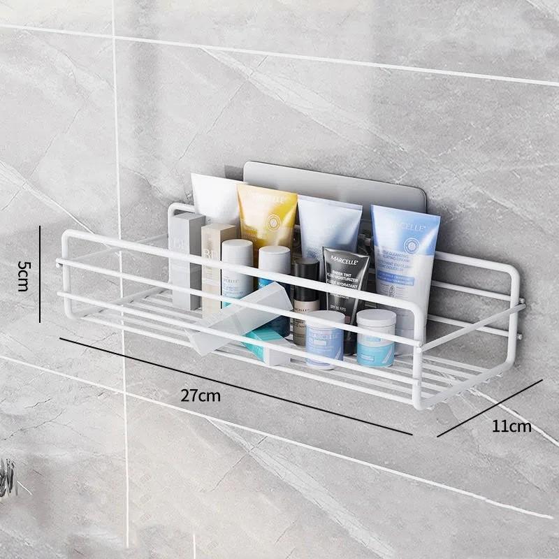 Bathroom Storage Rack Kitchen Organizer Shelf Black Shelves Corner Frame Iron Shower Punch Free Mounted Caddy Rack
