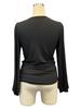 Women V Neck Lace Spliced T Shirt Rhinestone Ruffle Side Solid Color Fashion Spring Summer Top