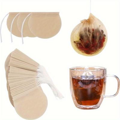 100Pcs/Lot Disposable Round Tea Bags with String Empty Filter Paper Teabags with String for Herb Tea Fabric Spice Teabags
