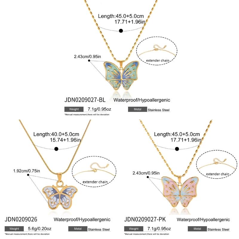 Elegant Butterfly Pendant Necklace Stainless Steel Jewelry Adjustable Chain For Women Daily Wear