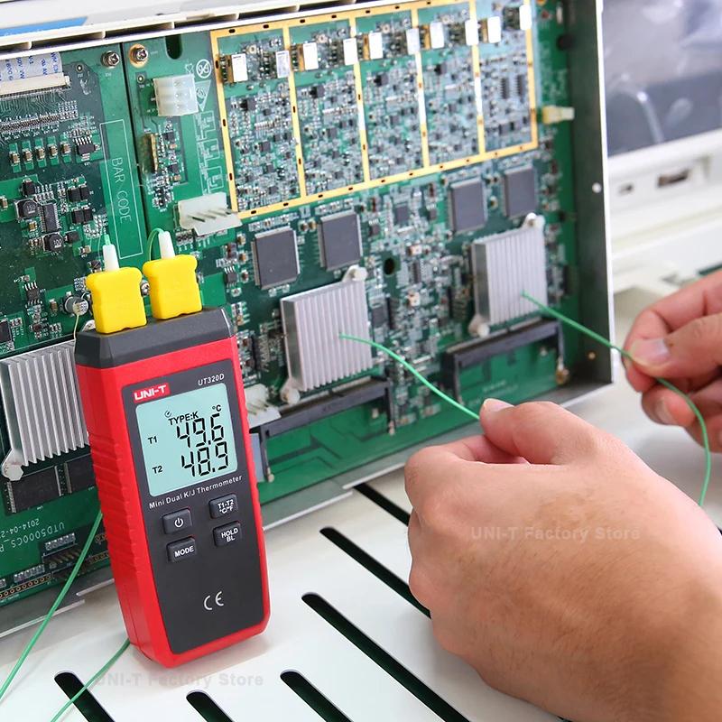 UNI-T UT320A UT320D Digital Thermometer Mini Dual K/J Type Thermocouple Thermometer -50℃ to 1300℃ High Temperature Tester Mete