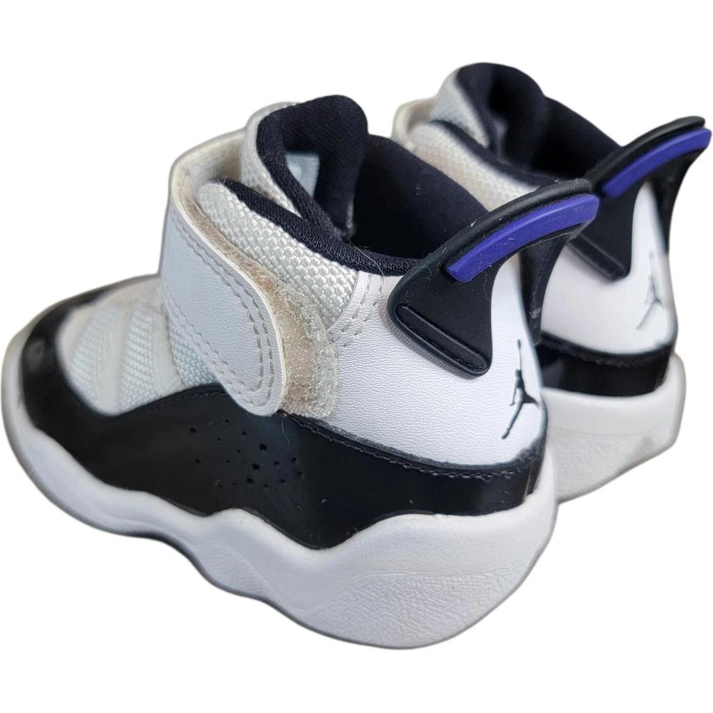 Jordan Air Jordan 6 Rings Soft And Comfortable Slip Resistant Abrasion Resistant High top Toddler Shoes Black White 323420-104