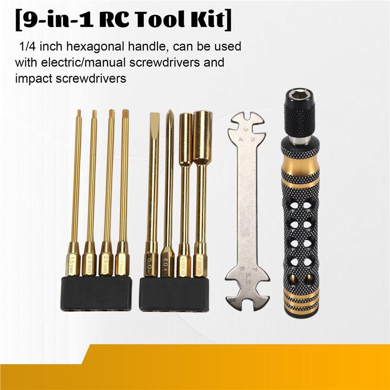 Aug. 9 In 1 RC Tool Kit, RC Car Tool Kit RC Hex Driver Screwdriver Set For RC Car Hobby Tools