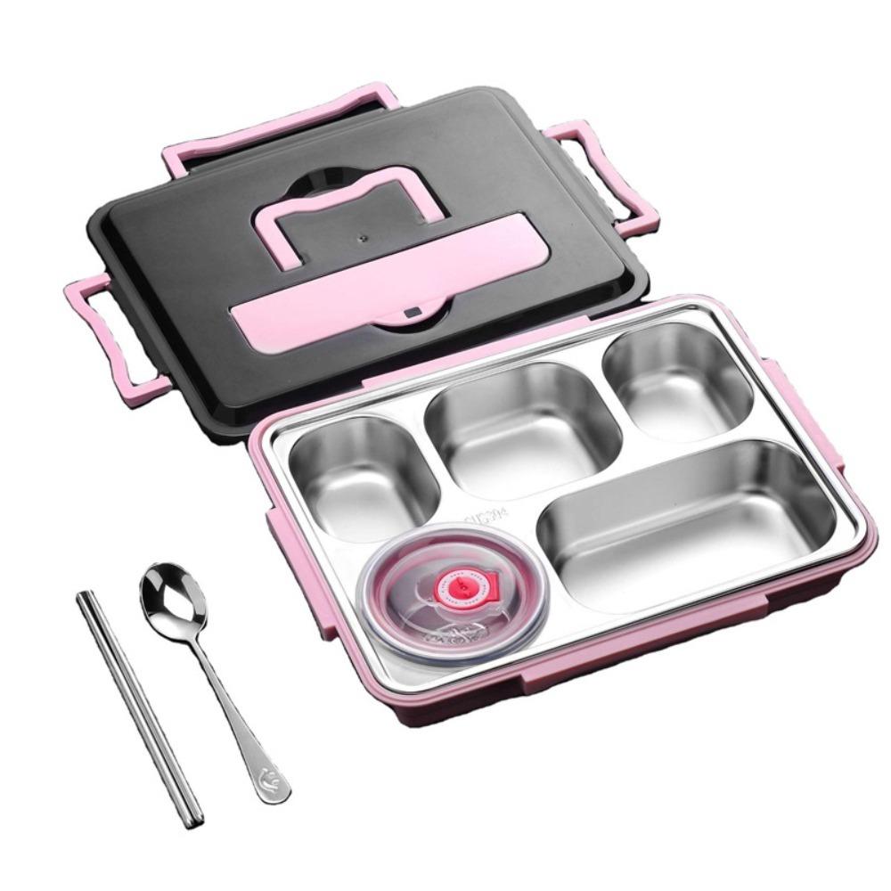 Leakproof Stainless Steel Lunch Box Microwavable Food Grade Insulated Lunch Box Multi-Grid with Cutlery Food Container