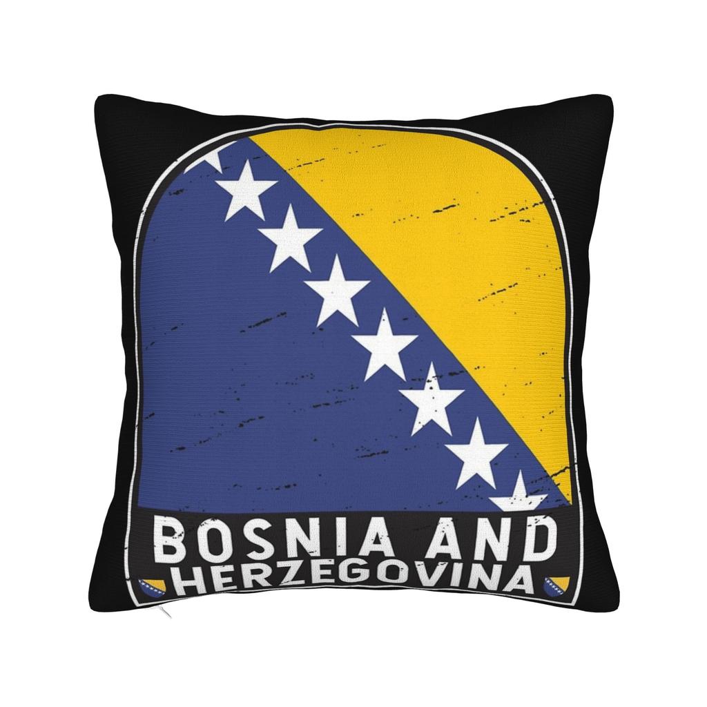 Decorative Pillowcase Bosnia and Herzegovina Flag Merchandise Home Throw Pillow Case Cover Zippered Multi-Size
