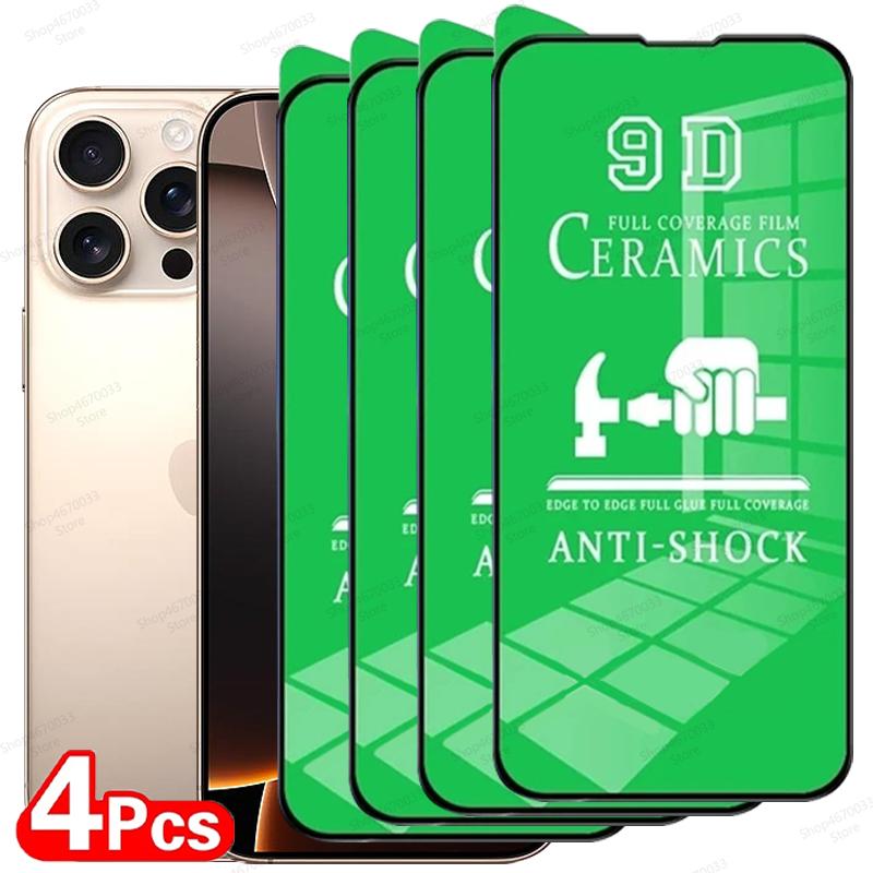 4PCS Clear Ceramic Film For iPhone 18 17 16 15 14 11 13 12 Pro Max Air 16e 15 16 Plus 13 12 Mini XS Max XR X 8 Screen Protector2