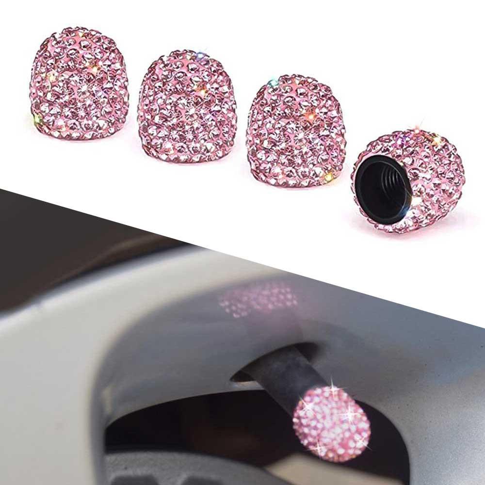 4pcs Pink Car Tire Air Sealing Cap Anti-rust Dust-Proof Valve-Cap Fits For Automobiles And Motorcycles Universal Wear Parts Valve Stems 1