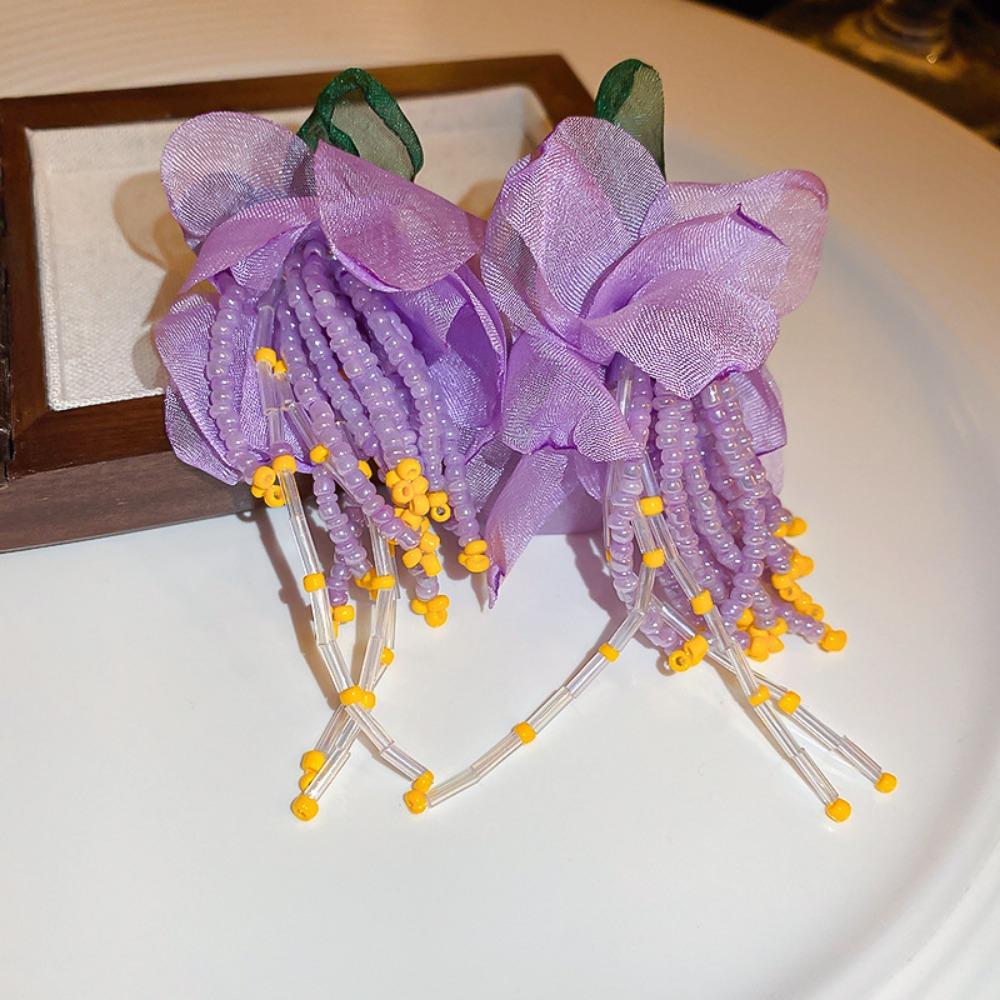 Silver Needle Diamond Pearl Purple Earrings French Retro Niche Design Earrings Light Luxury Premium Earrings