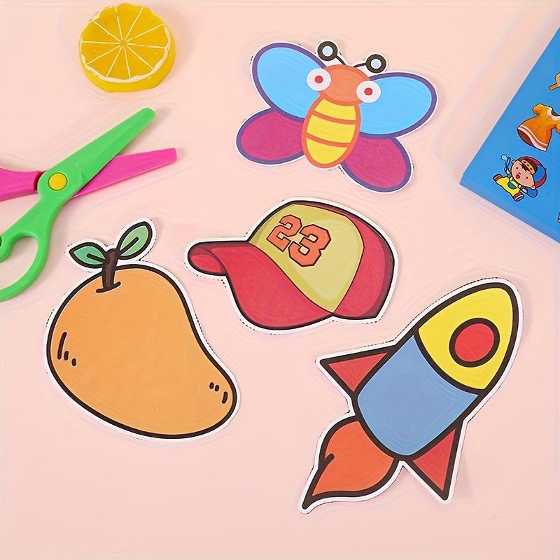 96Pcs Enjoyable Cutting Set Art Scissors Skill Activity Book Children's Craft Kit featuring a Pair of Child-Safe Creative Games Secure Playtime