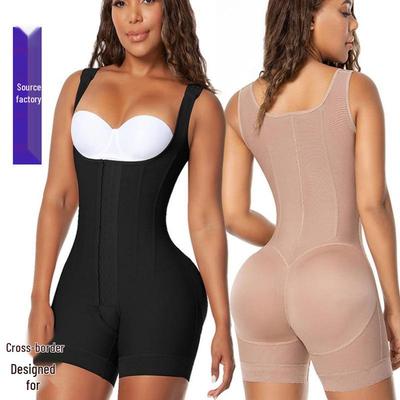 Evropský a Americký Body Shaper pro Plnoštíhlé s Otevřeným Rozkrokem: Body s vysokým pasem a kontrolou břicha s řadou zapínání.