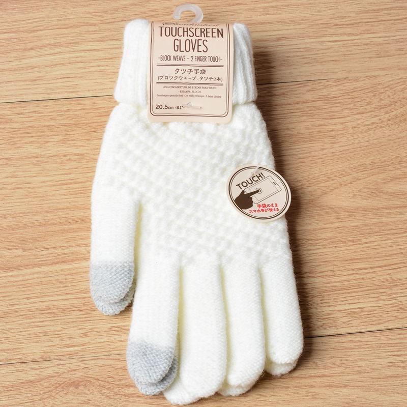 Touch Screen Gloves for Winter Couples with Thick Woolen Yarn Anti Slip Riding Finger Insulation Knitted Warm Gloves