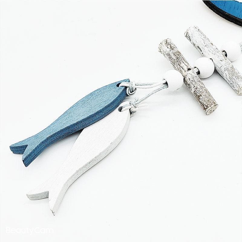 Marine Style Wooden Pendant Ocean Wind Crafts Small Fish Boat Wall Hanging Decoration Pendant Home Decor